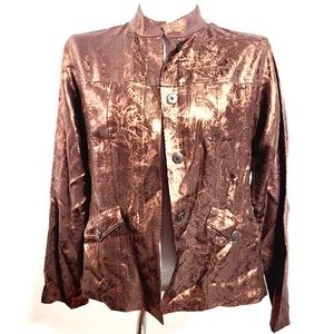 Chico’s Lightweight Gorgeous Pattern Copper Spring Jacket Size 1 Medium